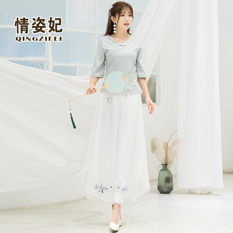 夏季中国风改良版年轻棉麻上衣旗袍 情姿妃上衣