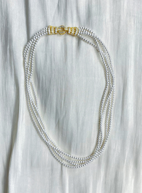 四层冷光白3mm施家珠项链可拧麻花