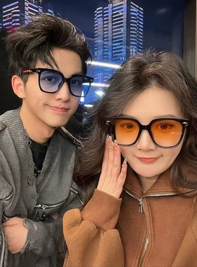 情侣款黑色2024墨镜女方圆脸大框韩版高级感网红太阳镜防紫外线