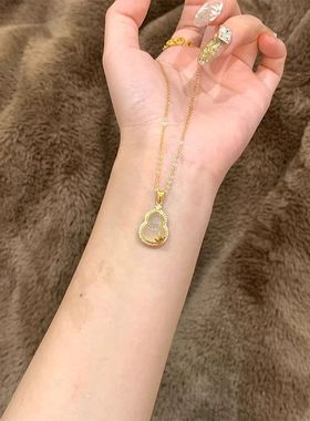 仿玉髓葫芦项链女2025新款爆款新中式国风锁骨链高级感颈链