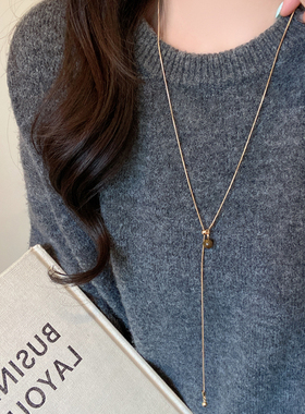 设计感虎眼石秋冬长款毛衣链2025新款气质轻奢高级感项链女款配饰