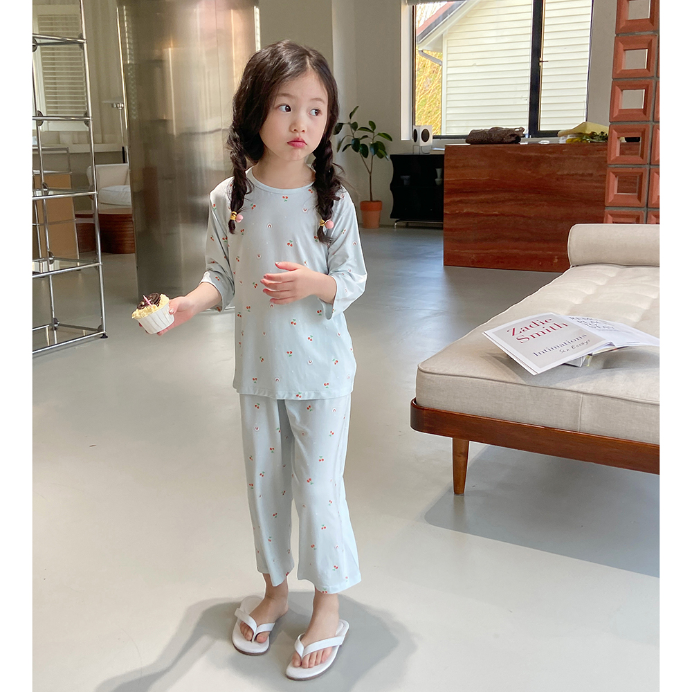 奶油kids童装女童睡衣2024新款夏季短袖薄款空调服儿童家居服套装-图2