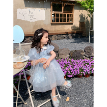 Cream KIDS girls dress 2022 summer new haute sense princess skirt baby temperament puffy gauze skirt