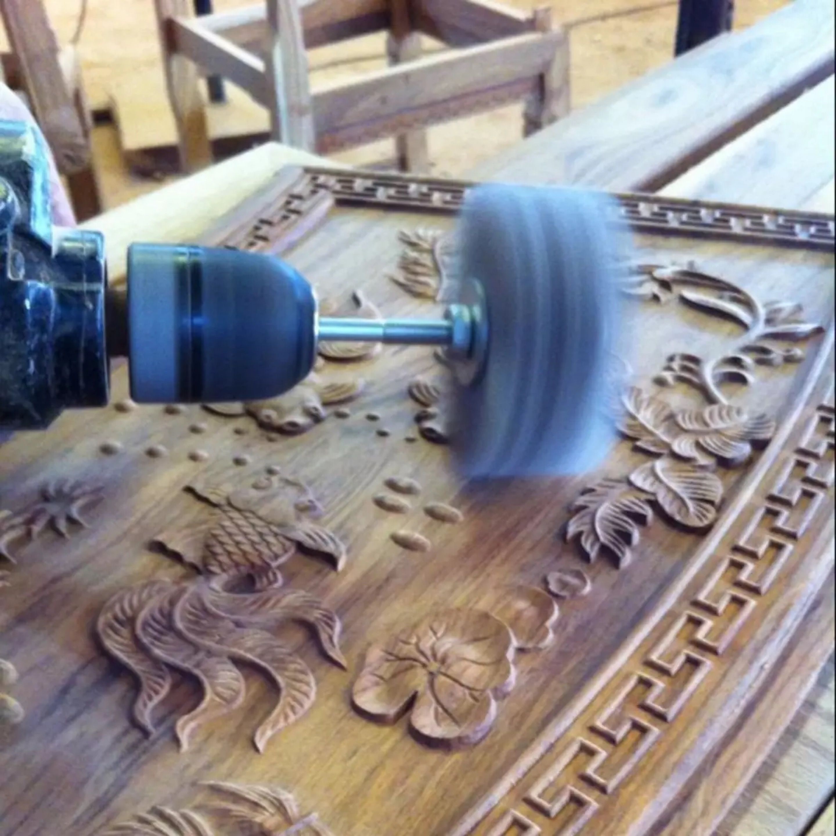 手电钻专用塑料打磨神器打磨花头尼龙丝木材崖柏红木根浮雕抛光轮 - 图0