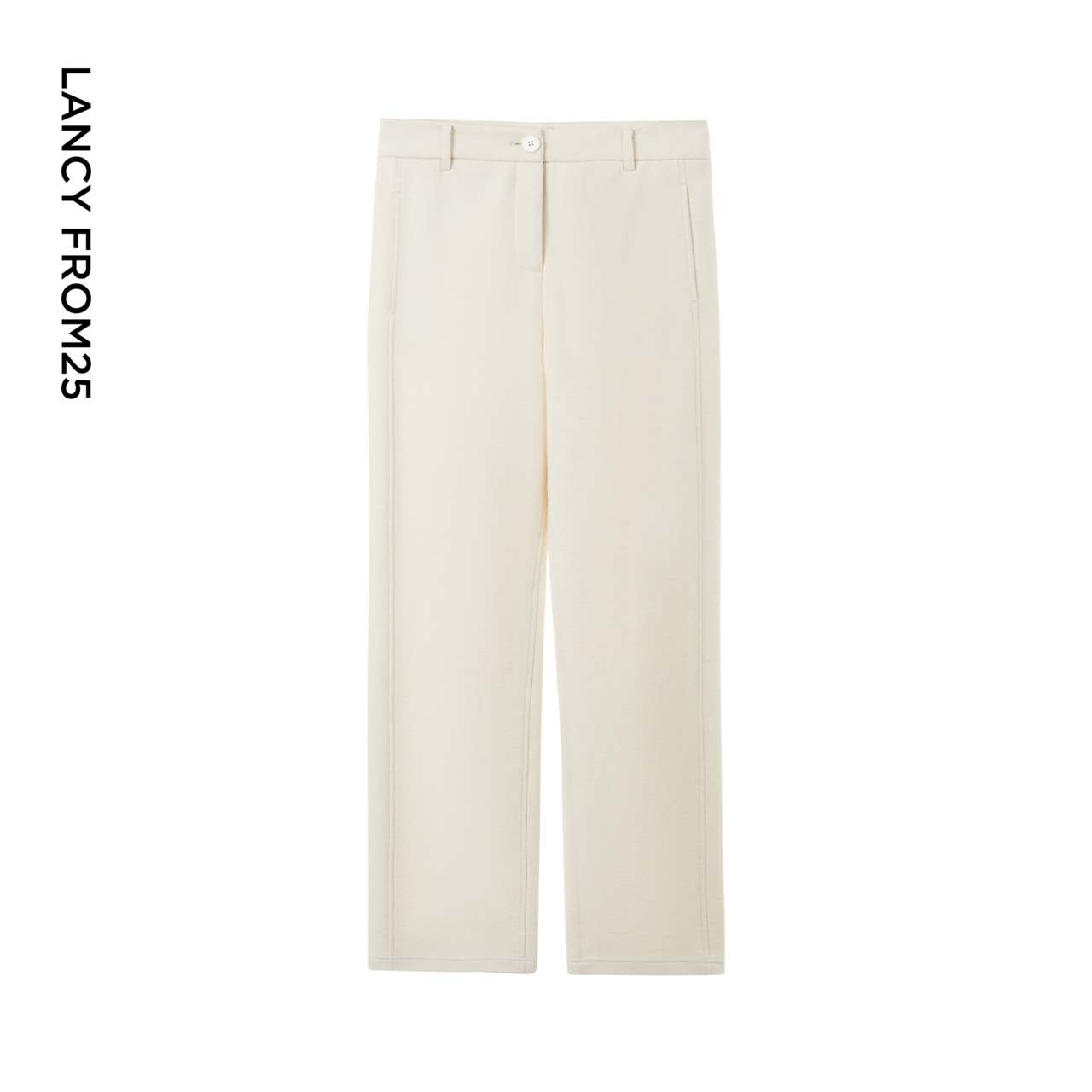 朗姿欧洲EiLEEN ELITEE棉质长裤白色直筒西裤2024冬季新款西装裤 - 图3