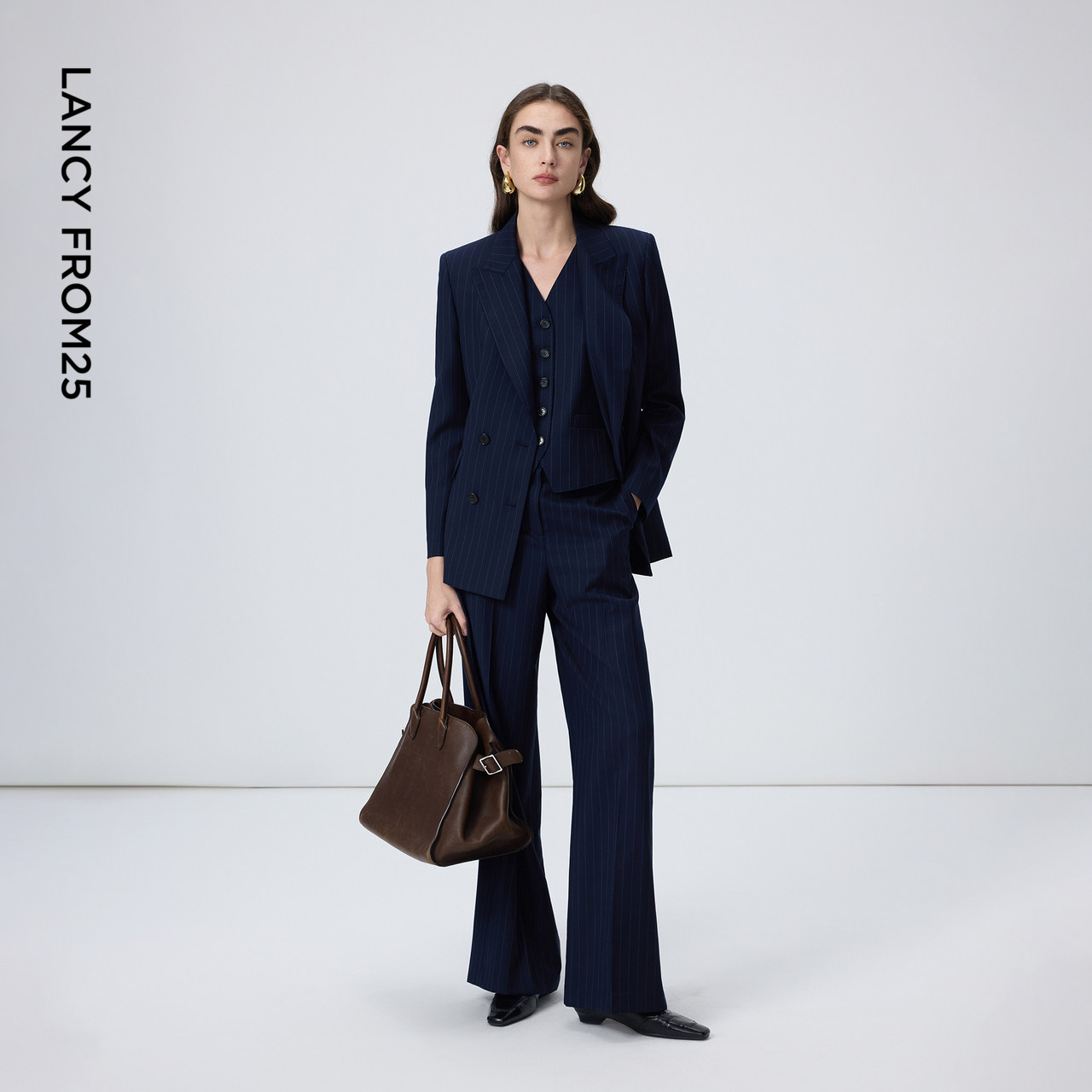 朗姿羊毛条纹商务西装/马甲/西裤通勤气质高级感2026年春季新款女,淘宝优惠券,粉丝福利购,淘宝优惠卷