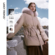 Lanpose Holdobaggy white goose down detachable fox fur collar thickened down jacket jacket 2023 Winter new