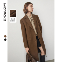 Lang Posture Pure Wool Retro Positive Shoulder High Sensation Commute Suit Fur Coats Coats Women 2023 Winter New