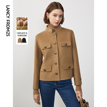 Lang Pose Pure Wool Retro Double Face Jacket Jacket Superior Sensation Positive Shoulder Gross winter blouses 2023 New