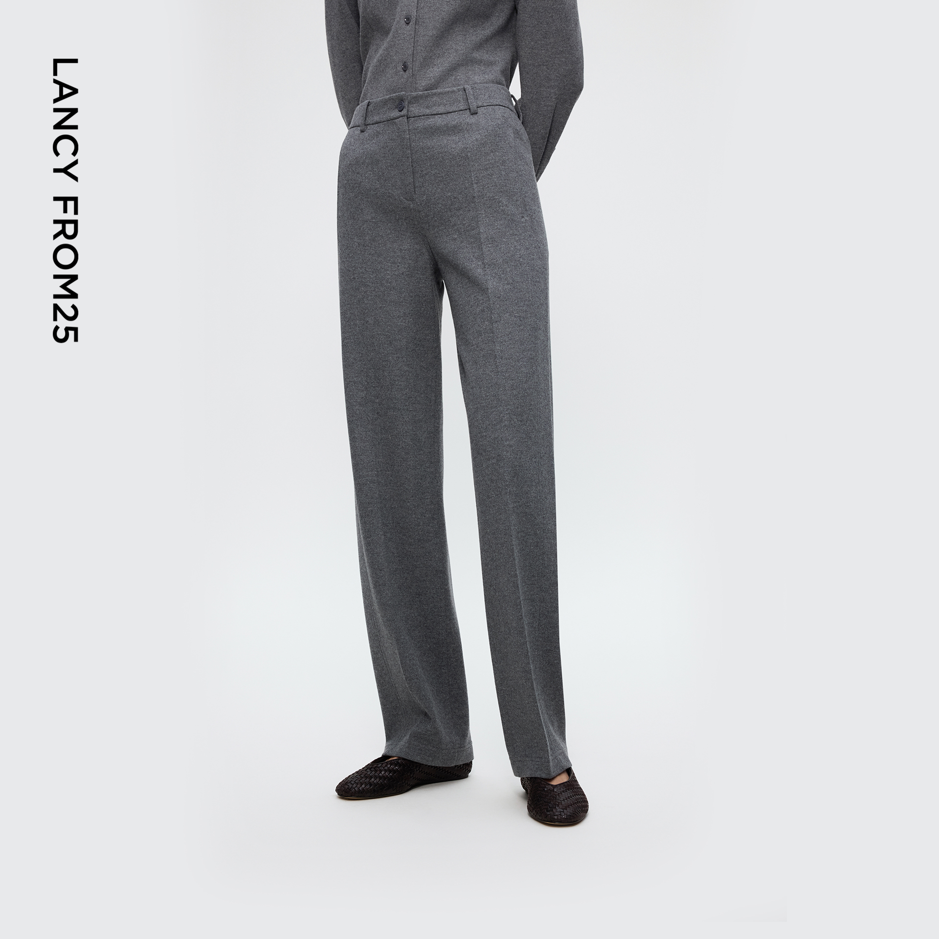 【从绒系列】朗姿羊毛直筒阔腿西装裤气质通勤长裤2025年冬季新款 - 图3