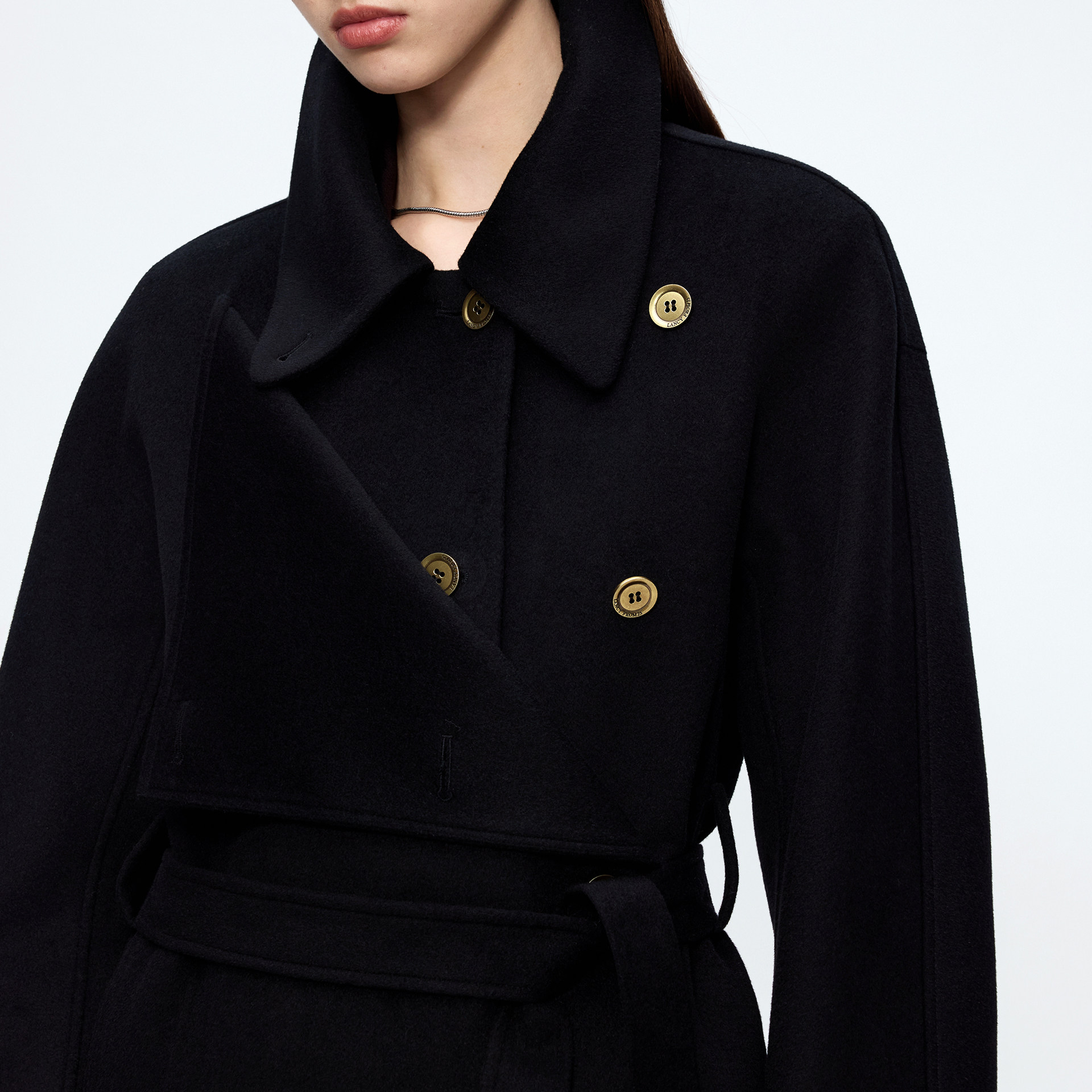 朗姿纯羊毛翻领简约高级感毛呢外套慵懒呢子大衣2025年冬季新款,淘宝优惠券,粉丝福利购,淘宝优惠卷