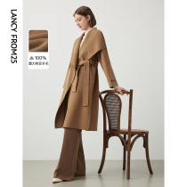 Lanpose pure wool French style retro bathrobe style double face Coat 2023 Winter New Superior Sensuo Fur Coats