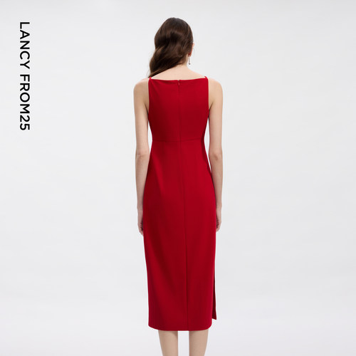 朗姿25法式精致气质礼服吊带连衣裙设计感春夏别致独特显瘦裙子 - 图2