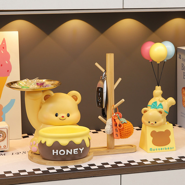 Cute little bear entrance door key storage entrance shelf decoration living room home new house decoration decoration