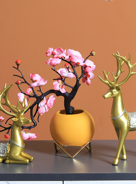 招财鹿电视柜摆件家居客厅装饰品酒柜玄I关创意摆设办公室乔迁新