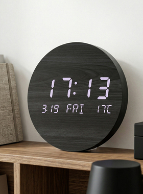 桌面时钟摆件中古风电子显示钟摆台式座钟客厅玄关电视柜小众装饰