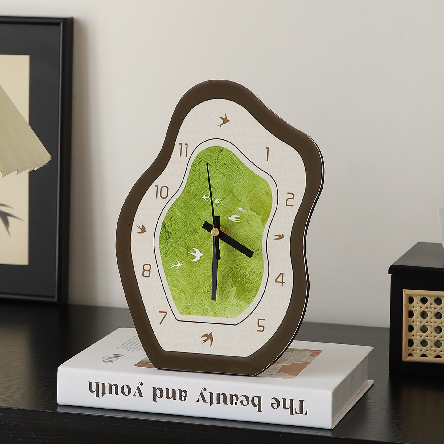 中古风复古办公室桌面时钟摆件电视柜书房装饰客厅家居高级感小众,淘宝优惠券,粉丝福利购,淘宝优惠卷