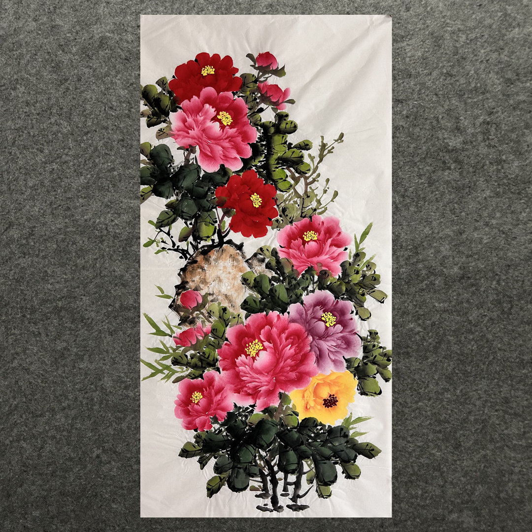 8墨锦轩客厅宣纸装饰国画精品纯手绘家居花鸟四尺牡丹花开富贵02,淘宝优惠券,粉丝福利购,淘宝优惠卷