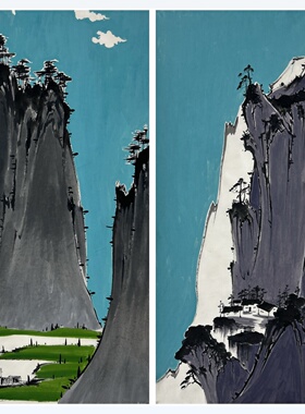 136X68CM中堂纯手绘四尺山水画仿大千字画办公室国画AW6100201-10