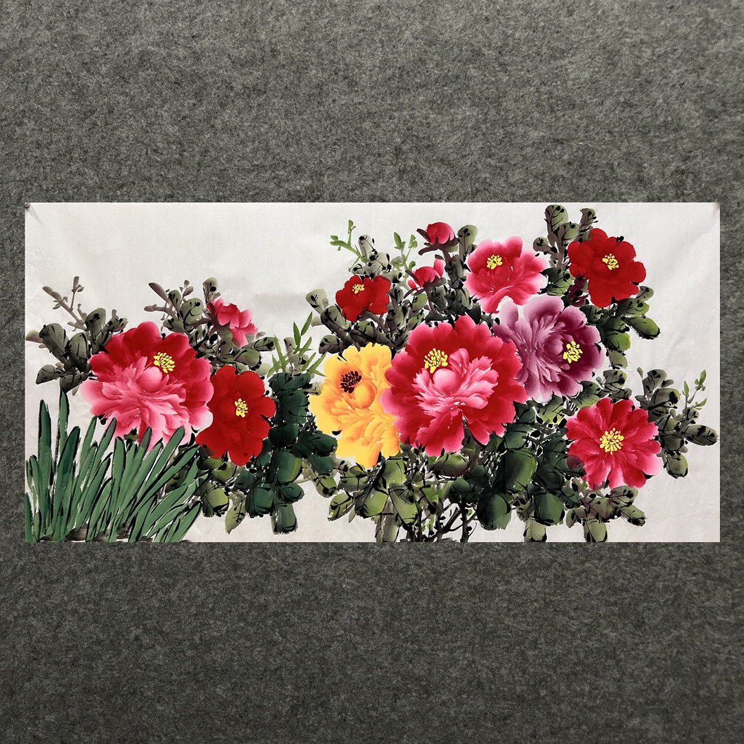 8墨锦轩客厅宣纸装饰国画精品纯手绘家居花鸟四尺牡丹花开富贵02,淘宝优惠券,粉丝福利购,淘宝优惠卷