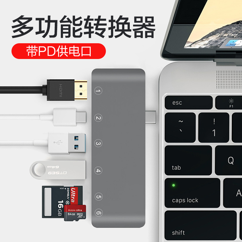 适用苹果电脑转接头Type-C转换器笔记本MacBook pro拓展坞air网线转接千兆网口USB电视投屏hdmi网卡vga扩展坞-图0