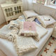 Korean-style cotton double-layer yarn bed cover new floral pure cotton three-piece set four seasons universal thickened cotton anti-slip sheet