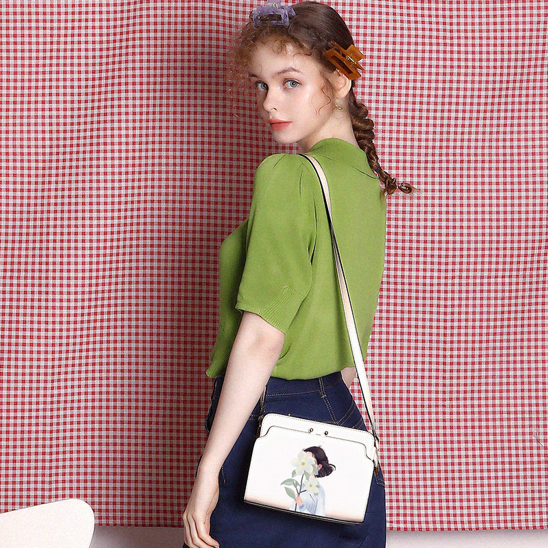 沐鱼女2021新款潮插画风琴包小包包 沐鱼女士包袋