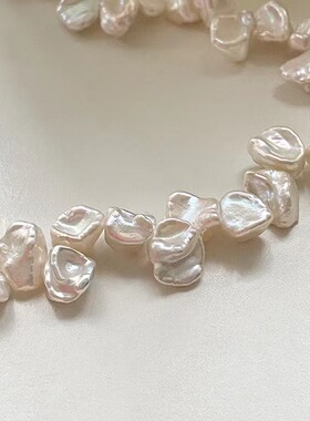 天然巴洛克异形花瓣珍珠项链法式复古锁骨链女14k包金高级感颈链