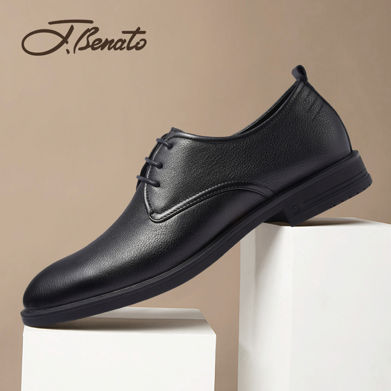 宾度男鞋秋冬季男士商务正装皮鞋男真皮牛皮软皮软底青年上班鞋子 - 图1