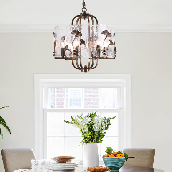 American mid-century retro all-copper glass restaurant chandelier