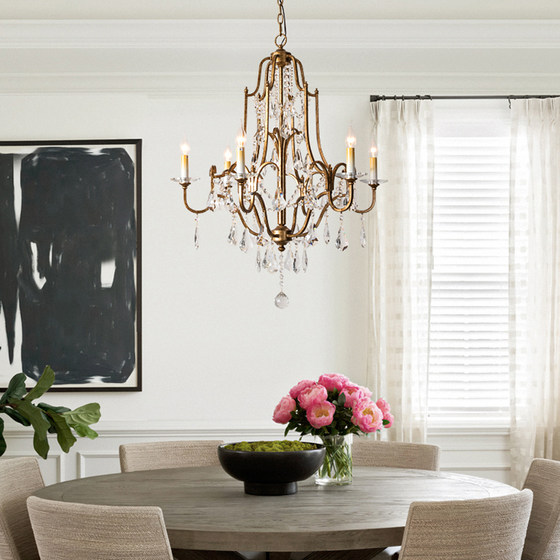American villa restaurant staircase retro crystal chandelier