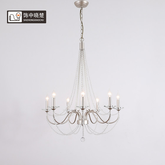American French simple villa staircase crystal long chandelier