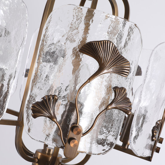 American mid-century retro all-copper glass restaurant chandelier