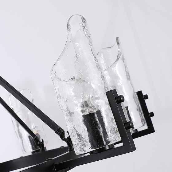 American atmospheric iron art black living room glass chandelier