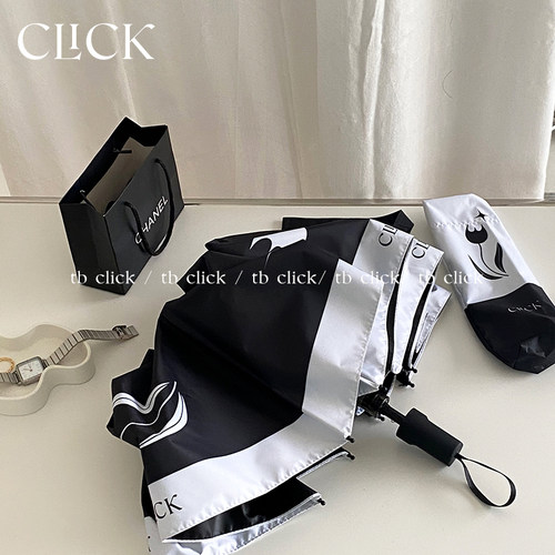 Click原创晴雨两用折叠伞黑胶防晒紫外线夏日遮阳伞 郁金香复古风 - 图2