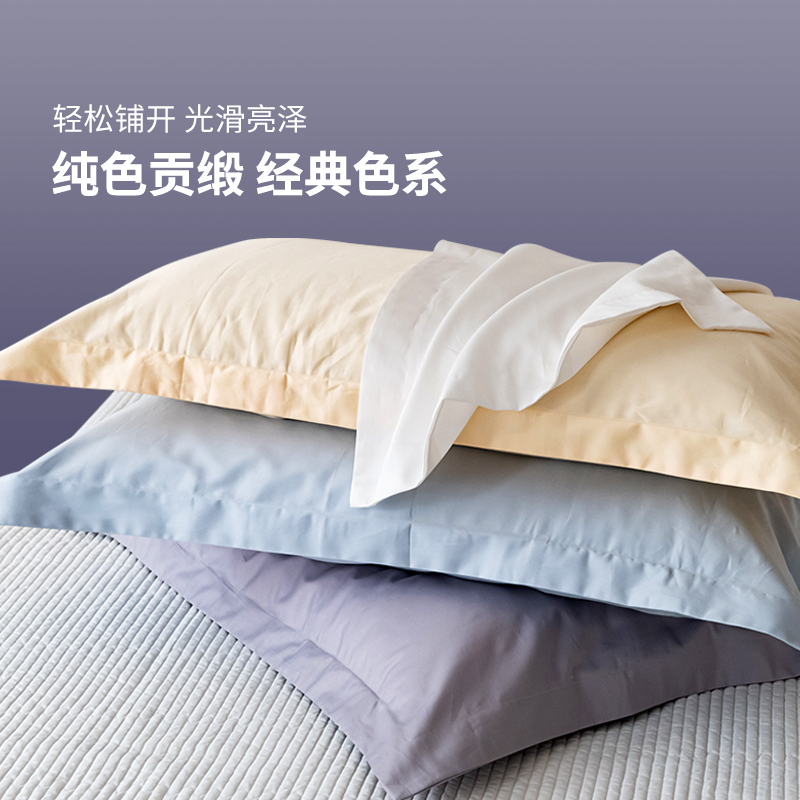 A类100支纯棉枕套枕芯枕头套纯色48x74cm单人酒店全棉一对装定制 - 图0