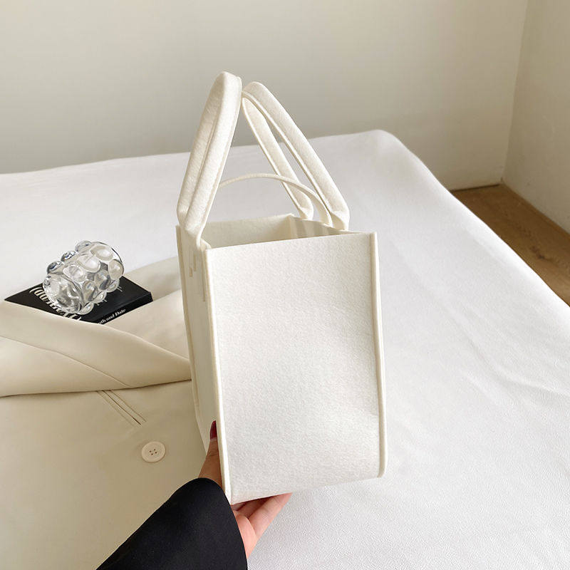 加厚毛毡手提袋新款时尚百搭ins外出妈咪包大容量手拎饭盒便当包,淘宝优惠券,粉丝福利购,淘宝优惠卷