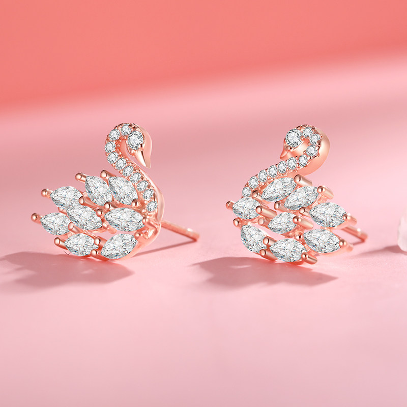 梦祥银s925纯银精致群镶氧化锆耳钉 梦祥耳钉