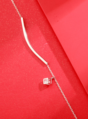 梦祥银925银手链时尚弯管DIY魔力方盒坠精致简约银链送女友礼物