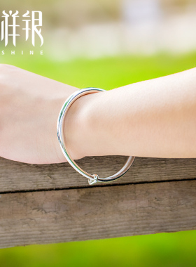 时尚风百搭细款推拉七夕银手镯