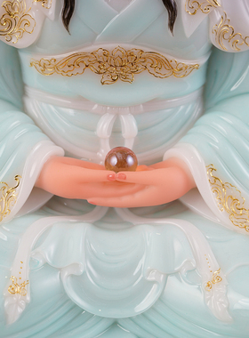 高品质无杂质颗粒汉白玉抱珠观音