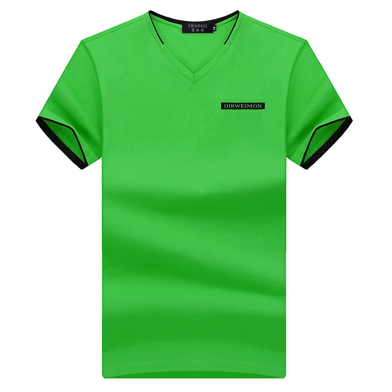 青年v领短袖男夏季男装宽松t恤 鲨比旗T恤