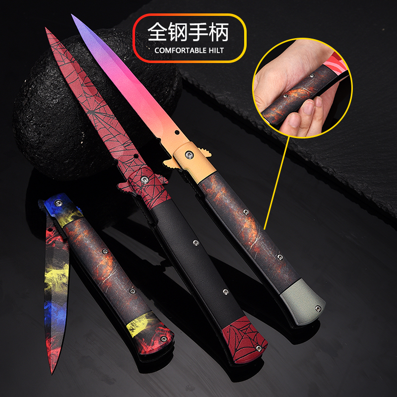 CSGO周边短剑折叠不锈钢游戏实体手办模型快开玩具刀收藏品未开刃 - 图0