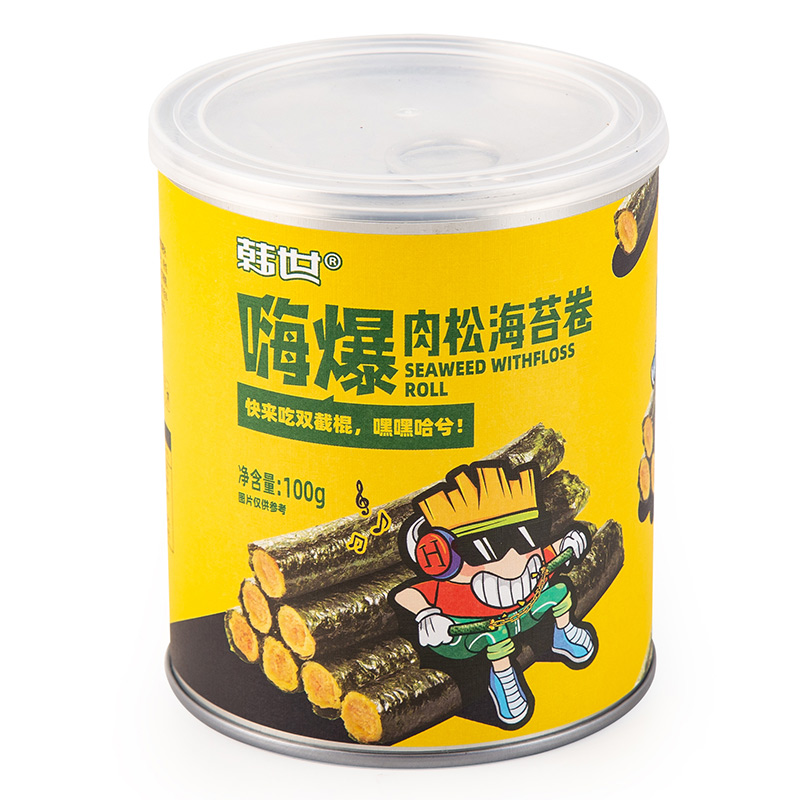 罐装即食夹心脆紫菜蛋卷儿童小吃零食品 4 100g 韩世嗨爆肉松海苔卷 罐装即食夹心脆紫菜蛋卷儿童小吃零食品 4 100g 韩世嗨爆肉松海苔卷