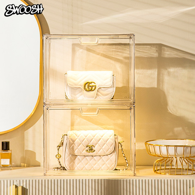 Swoosh bag storage box acrylic display box