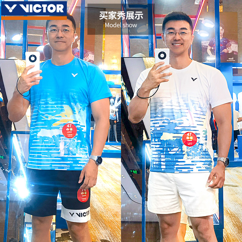 2024新款 VICTOR胜利羽毛球服男女夏季速干透气运动服短袖T-40021 - 图1