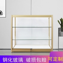 Glass Counter Transparent Commercial Aluminum Alloy Display Cabinet Sample Products Display Case Jewelery Bilayer Exhibition Cabinet
