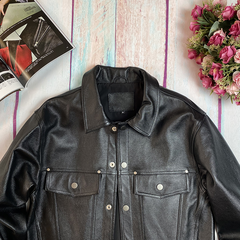 翻领真皮头层牛皮皮衣男秋冬新款短外套宽松港风加肥牛仔皮夹克潮,淘宝优惠券,粉丝福利购,淘宝优惠卷