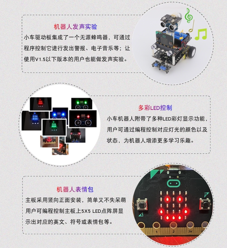 microbit可编程循迹避障智能小车机器人中小学传感器学习开发套件 - 图1
