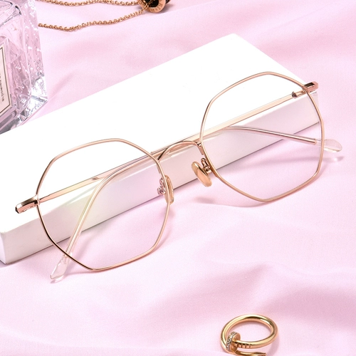 Чистый титановый миопия очки женщин со степенью с близким зеркалом мужские очки рамки сетевая красная ретро -полигональная поверхность лица